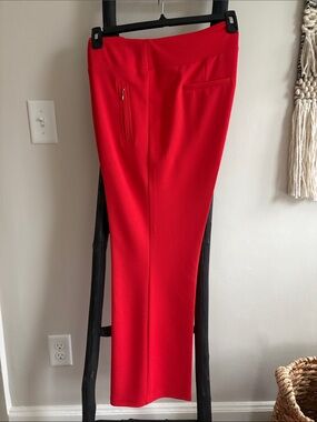 Soho Red Straight-Leg Crepe Pants
